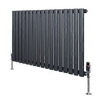 Oval Single Column Radiator 600mm x 1020mm & TRV Chrome Valves Modern Designer Single Panel Central