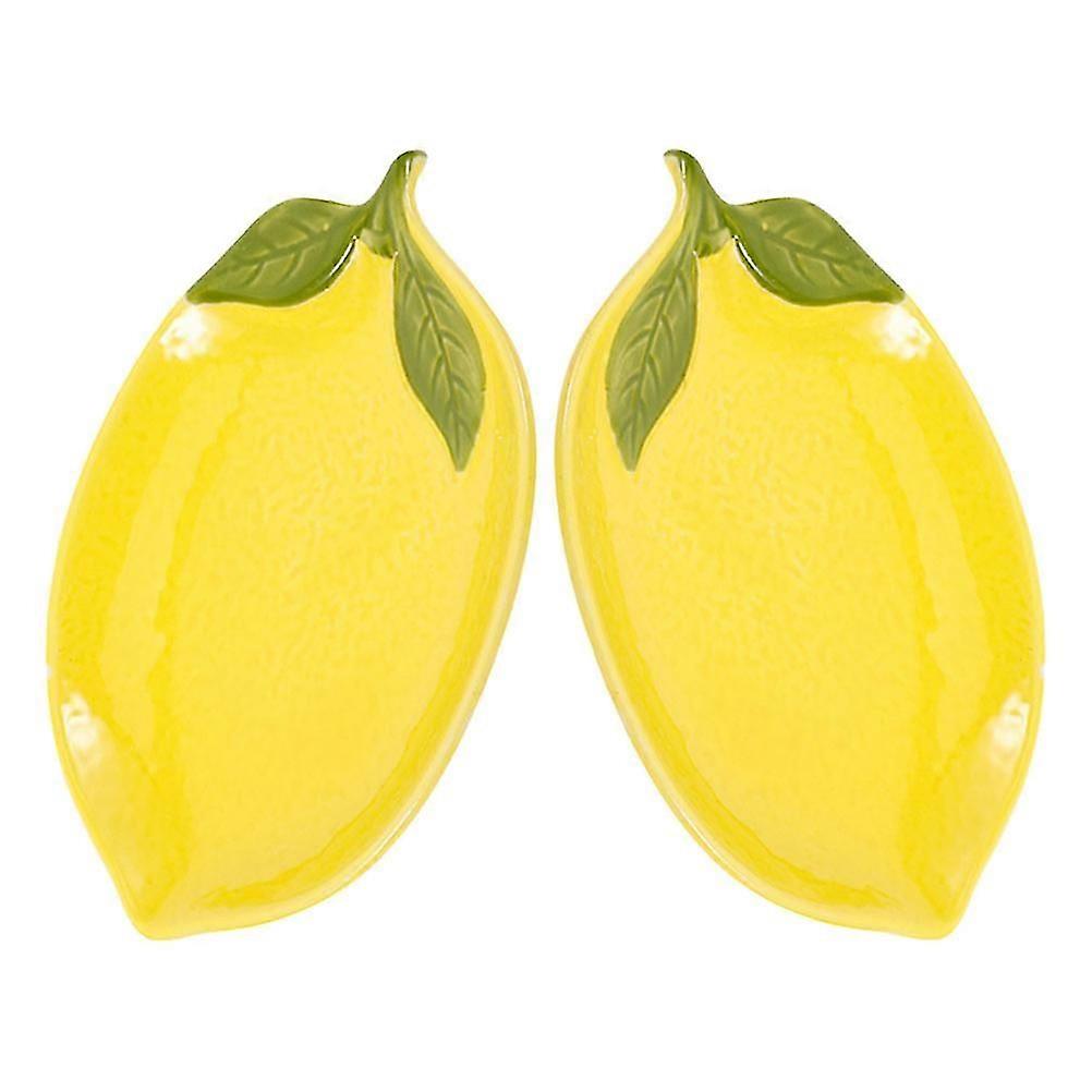 Ceramic Dish Lemon Plate for Appetizer Serving 2Pcs Portable Lemon Tray