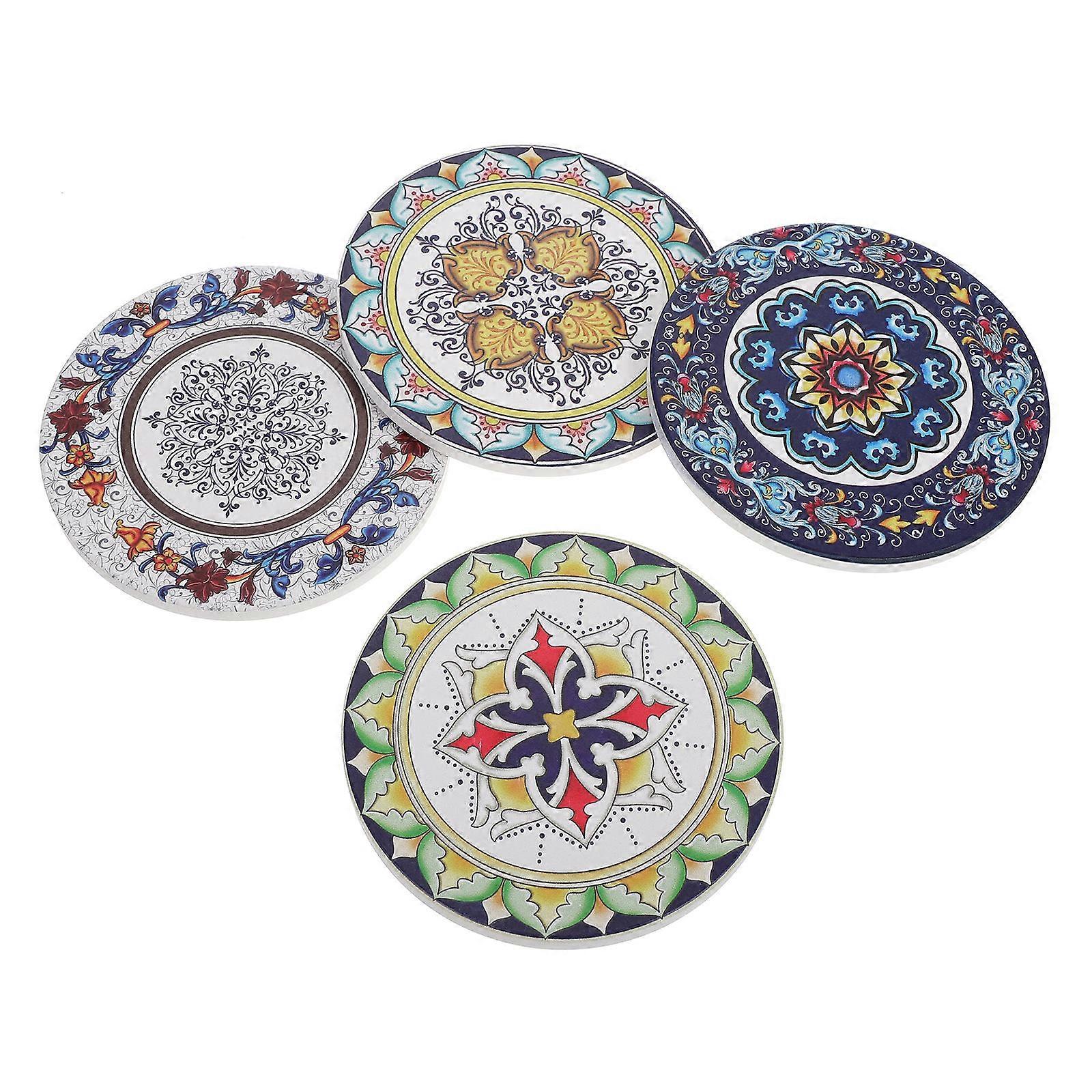 Ceramic Coaster Cup Mat with Anti-Skid Function 4Pcs Set