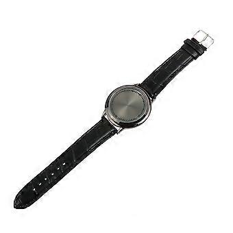 Orologio touchscreen con quadrante rotondo, portatile, con display LED e cinturino in PU.