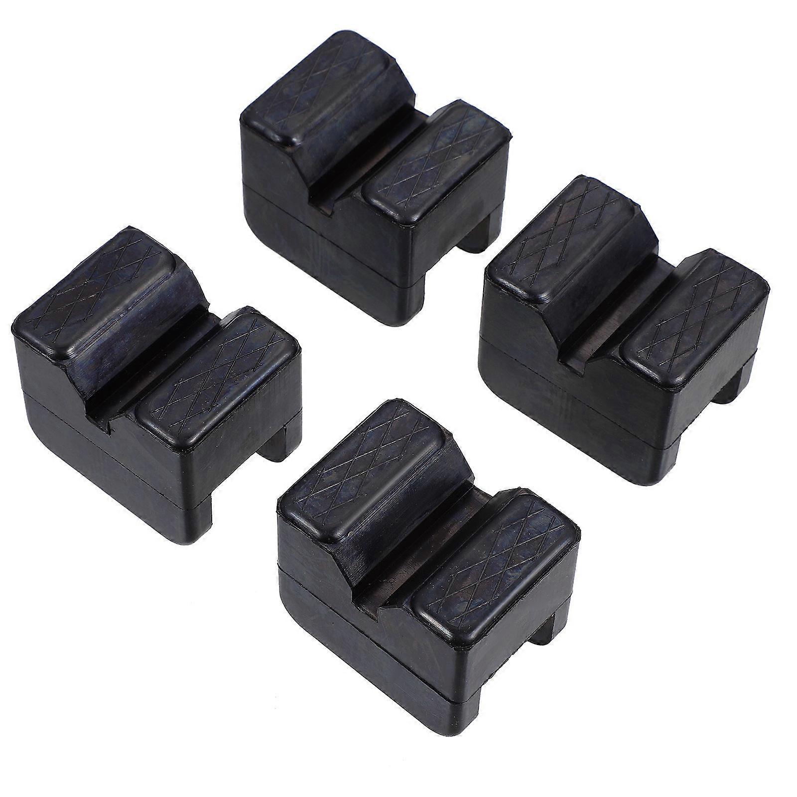 4Pcs Slotted Jack Pads Durable Rubber Jack Guards Frame Rail Protector (Black)
