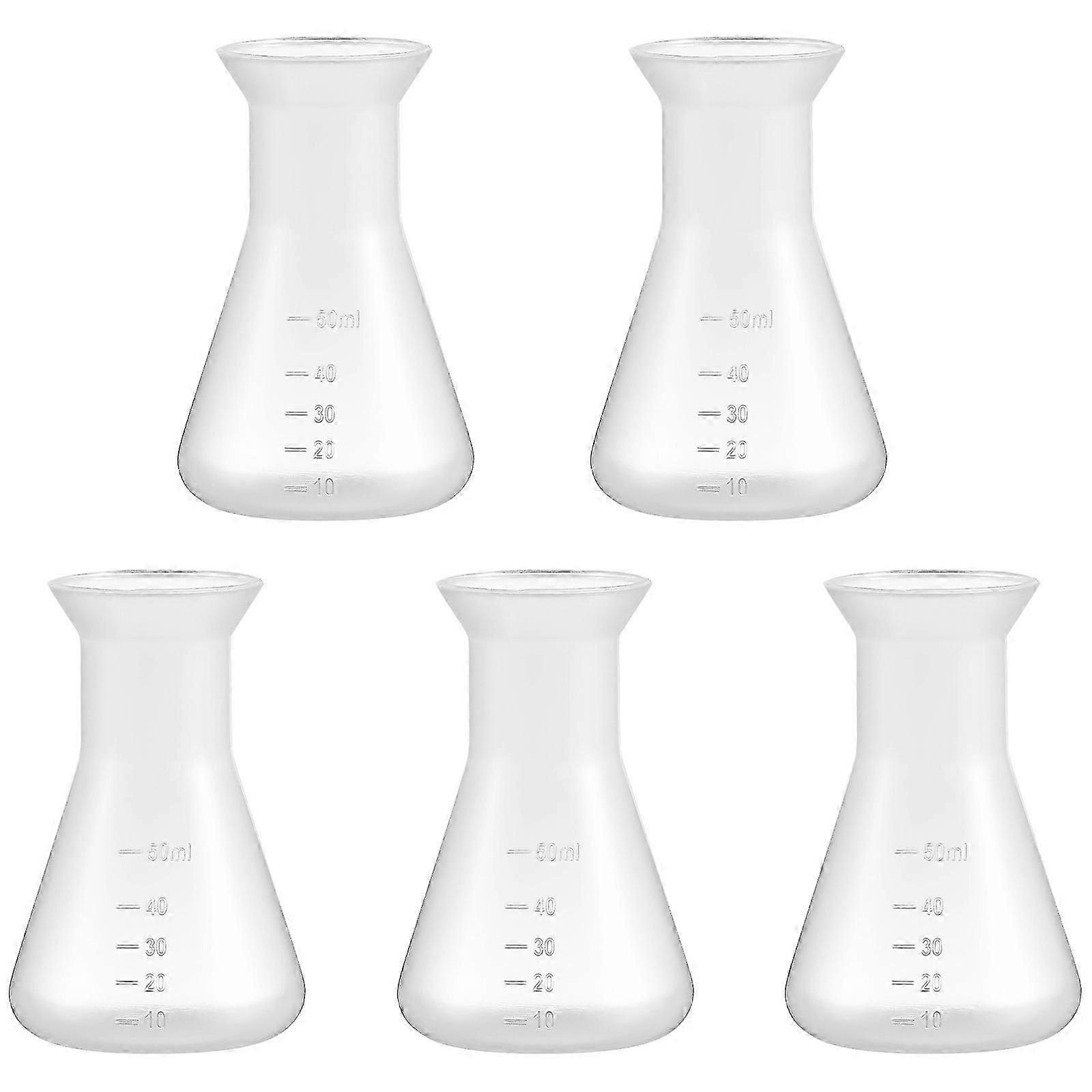 Plastic Beakers Erlenmeyer Flasks for Storage 5Pcs Transparent Laboratory Tools