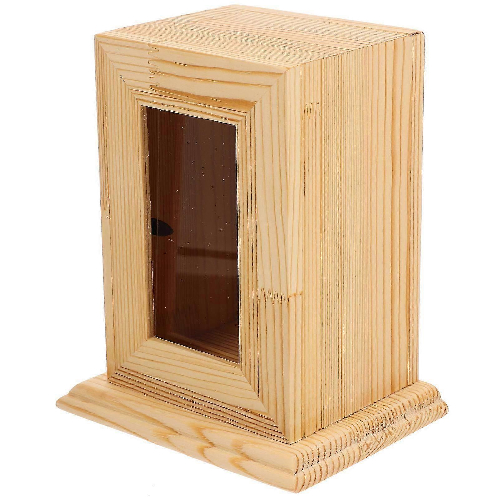Tieraschebehälter aus Holz, hellgelbe, robuste Box
