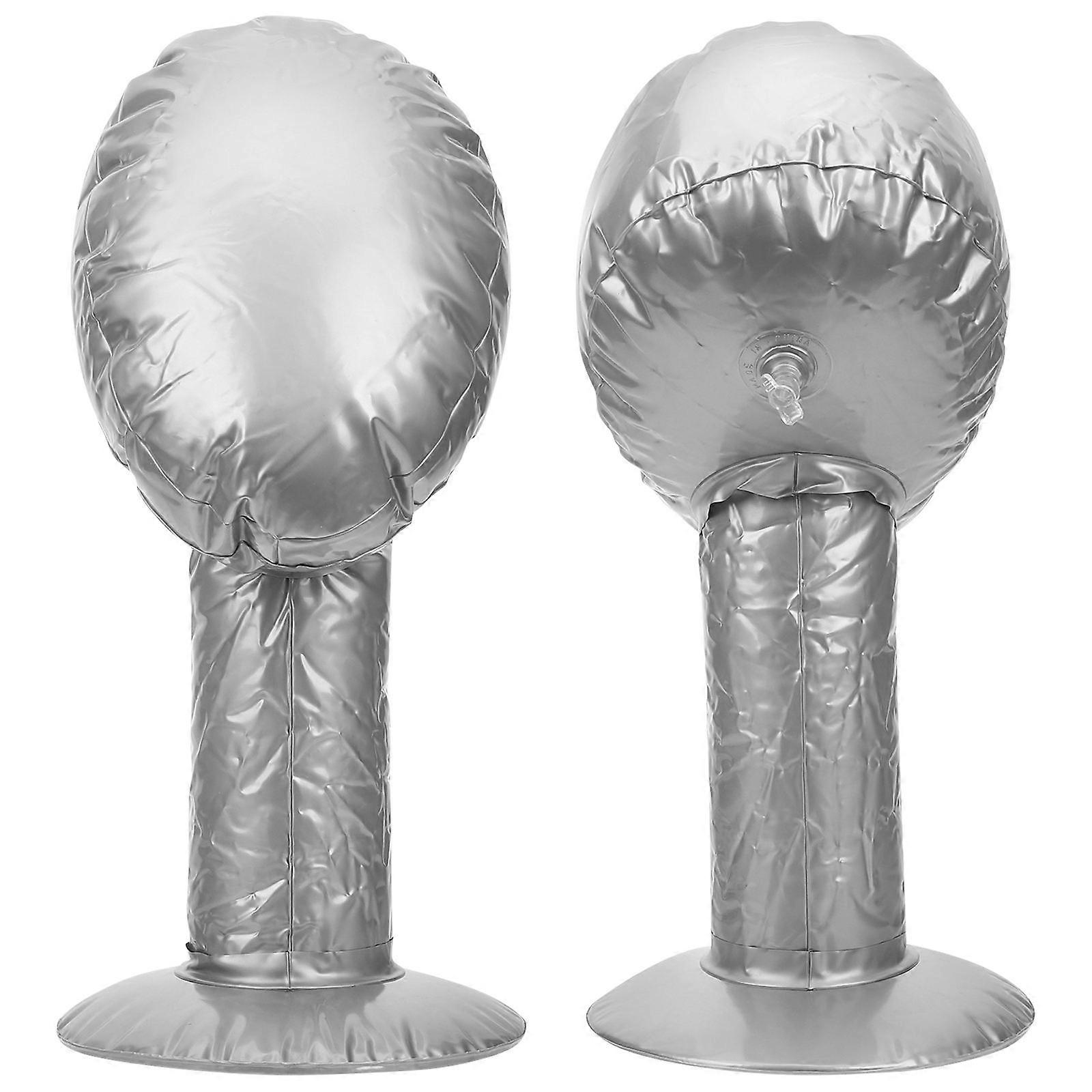 Mannequin Wig Stand for Styling and Display Silver 3Pcs Set
