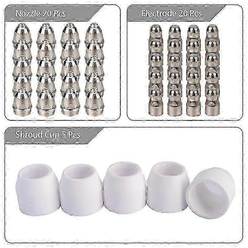 45Pcs P80 Plasma Electrode Tip Nozzle Plasma Cutting Electrode Nozzle