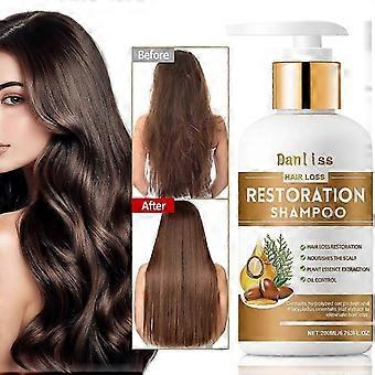 Shampoo restaurador para queda de cabelo, shampoo antiqueda, promove o crescimento capilar, nutre o couro cabeludo, controla a oleosidade e combate a caspa, rico em diversos ingredientes.