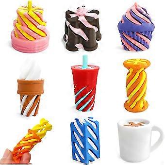 Pack Impossible Cone Fidget-leksaker, Mini 3D-tryckta spiralformade, flexibel pyramid, genomgående dessert-serie, leksaker för stresslindring, påskkorgfyllare E