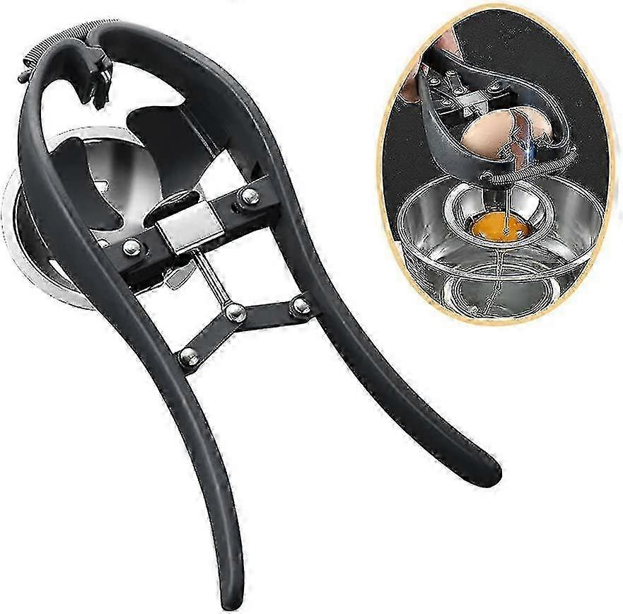Stainless Steel Automatic Egg Cracker, Eggshell Cutter & Separator, Black