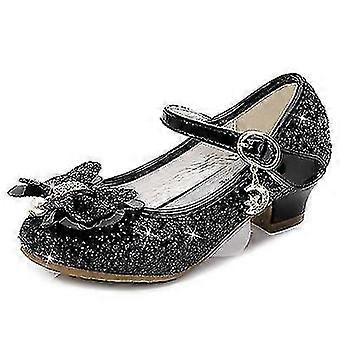 Princess Girls Butterfly Knot High-heel pailletter Non-slip Performance Party Kids Crystal Børnelæder