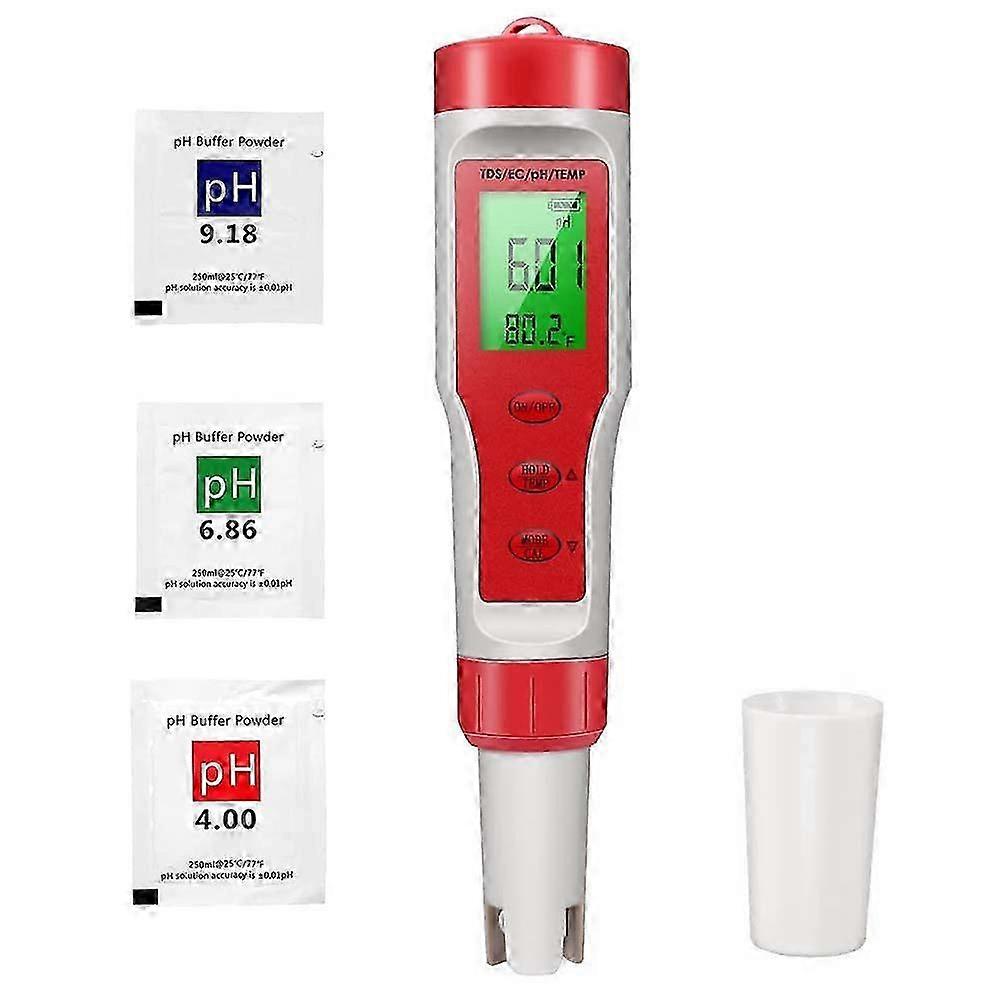 4-In-1 Digital PH Meter with PH/TDS/EC/Temp Function compatible withHydroponics,compatible withNutrients Growing, Indoor Garden,Brewing, Pool