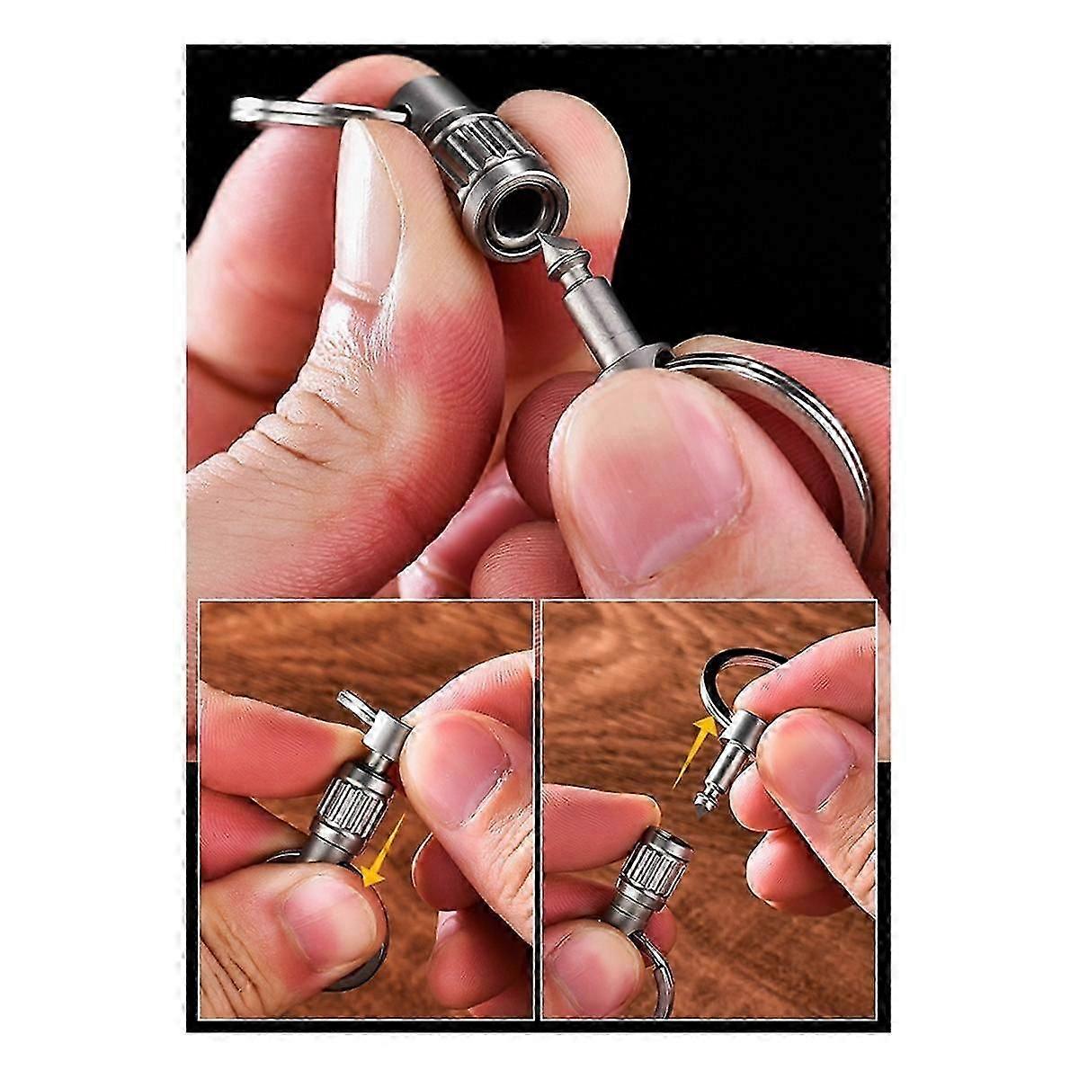 Titanium Alloy Key Chain High-End Spring Lock Car Mini Universal Rotating Ring Buckle-Wave Pattern