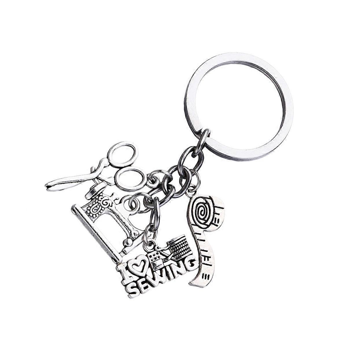 Silver Sewing Machine Keychains Creative Key Holder for Hanging Keys