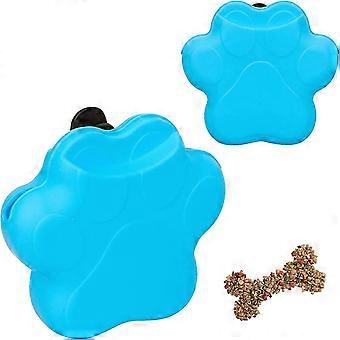 1pcs Dog Treat Pouch,Silicone Portable Dog Treat Dispenser with Waist Clip(Blue)
