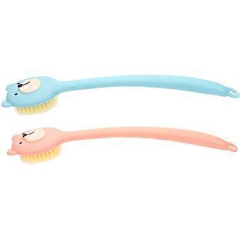 Shower Back Scrubber Bathing Brush For Body Cleaning Long Handle Pink Deep Skin Cleansing 2Pcs