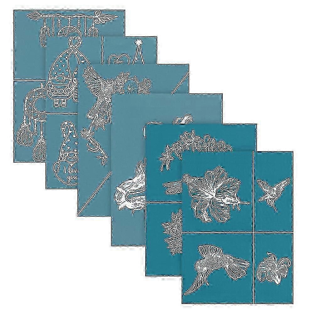 Silk Screen Stencils, 6 Pack Reusable Self-adhesive compatible with Flower Birds Pattern Printing