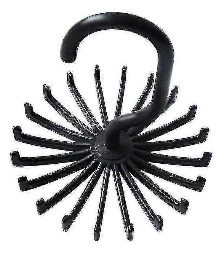 Rotatable Plastic Hook for Scarves - Mini Round Tie Holder (Black)
