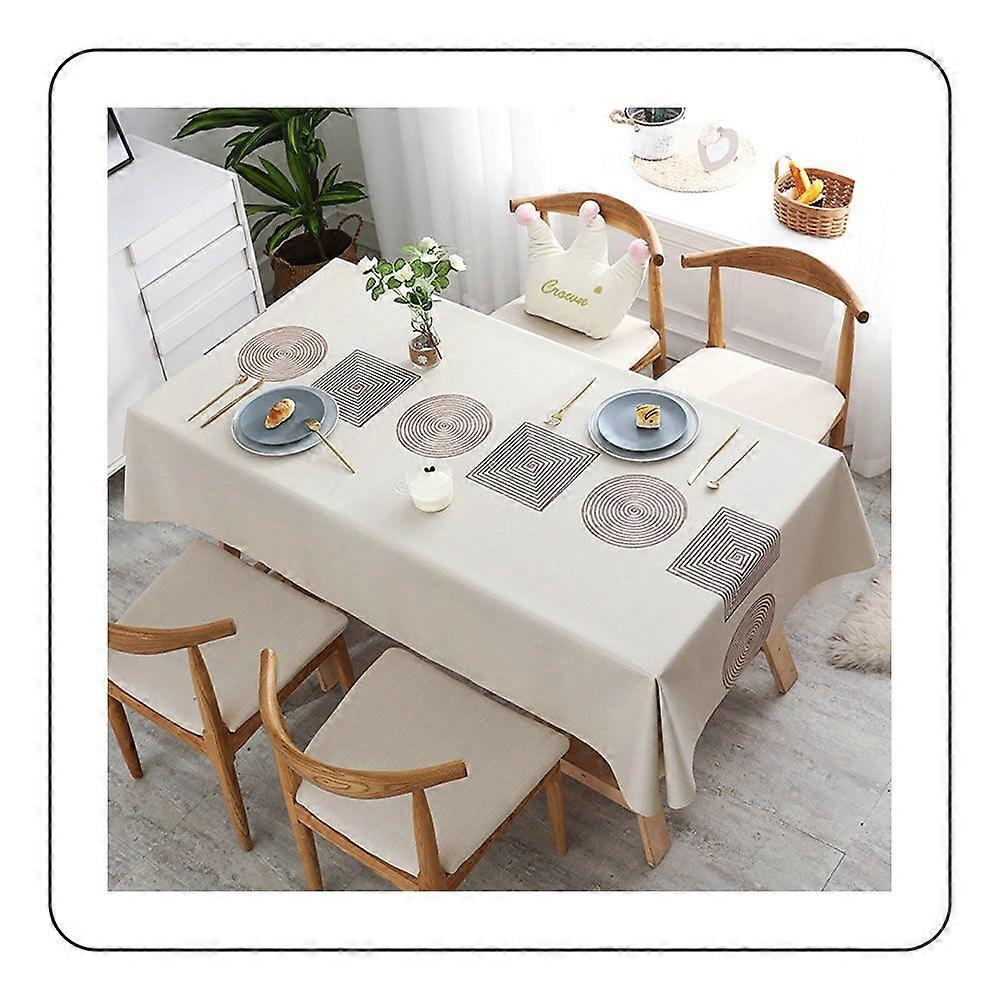 Elegant Tweed Polyester Tablecloth Ivory
