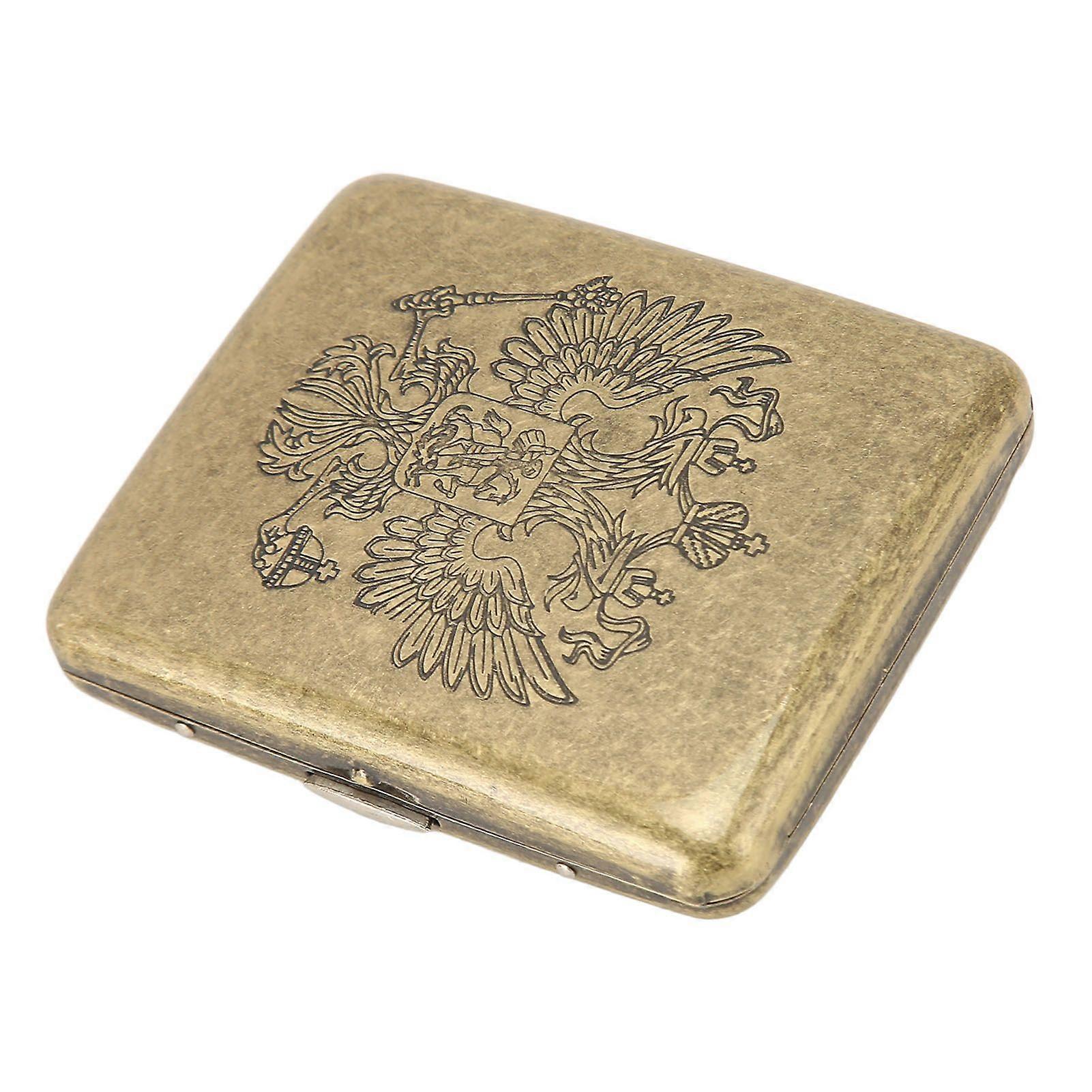 Retro Cigarette Case 20 Capacity Double Headed Eagle Pattern Double Headed Eagle Cigarette Case for Outdoor