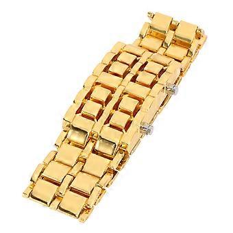 Stainless Steel Bracelet Watch LED Wrist Watch for Women 2Pcs Golden