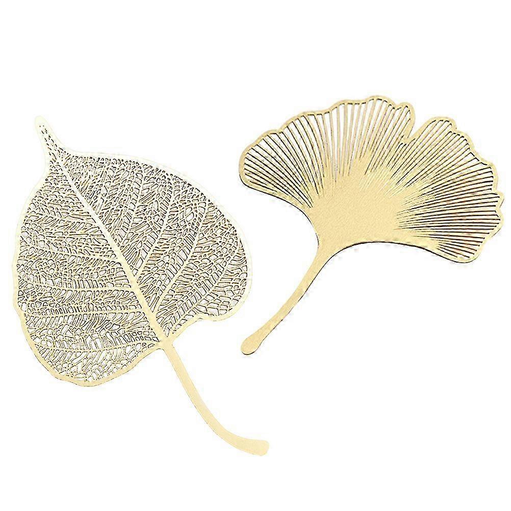 Golden Brass Leaf Bookmarks 4Pcs
