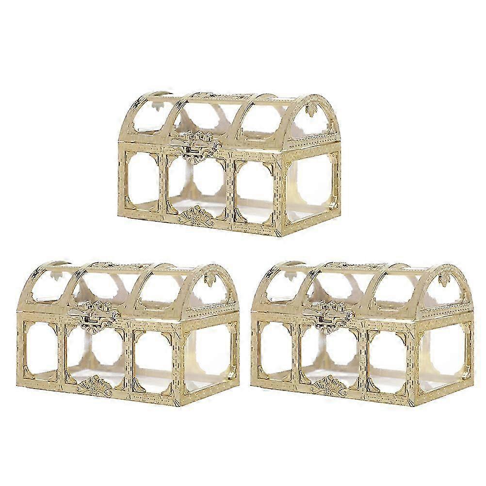 Golden Candy Boxes Wedding Boxes for Storage 3Pcs Plastic Cases