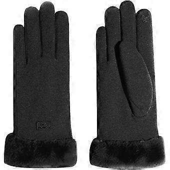 Women's warm winter gloves, fleece-lined winter gloves, thermal touchscreen compatible, windproof outdoor gloves, black