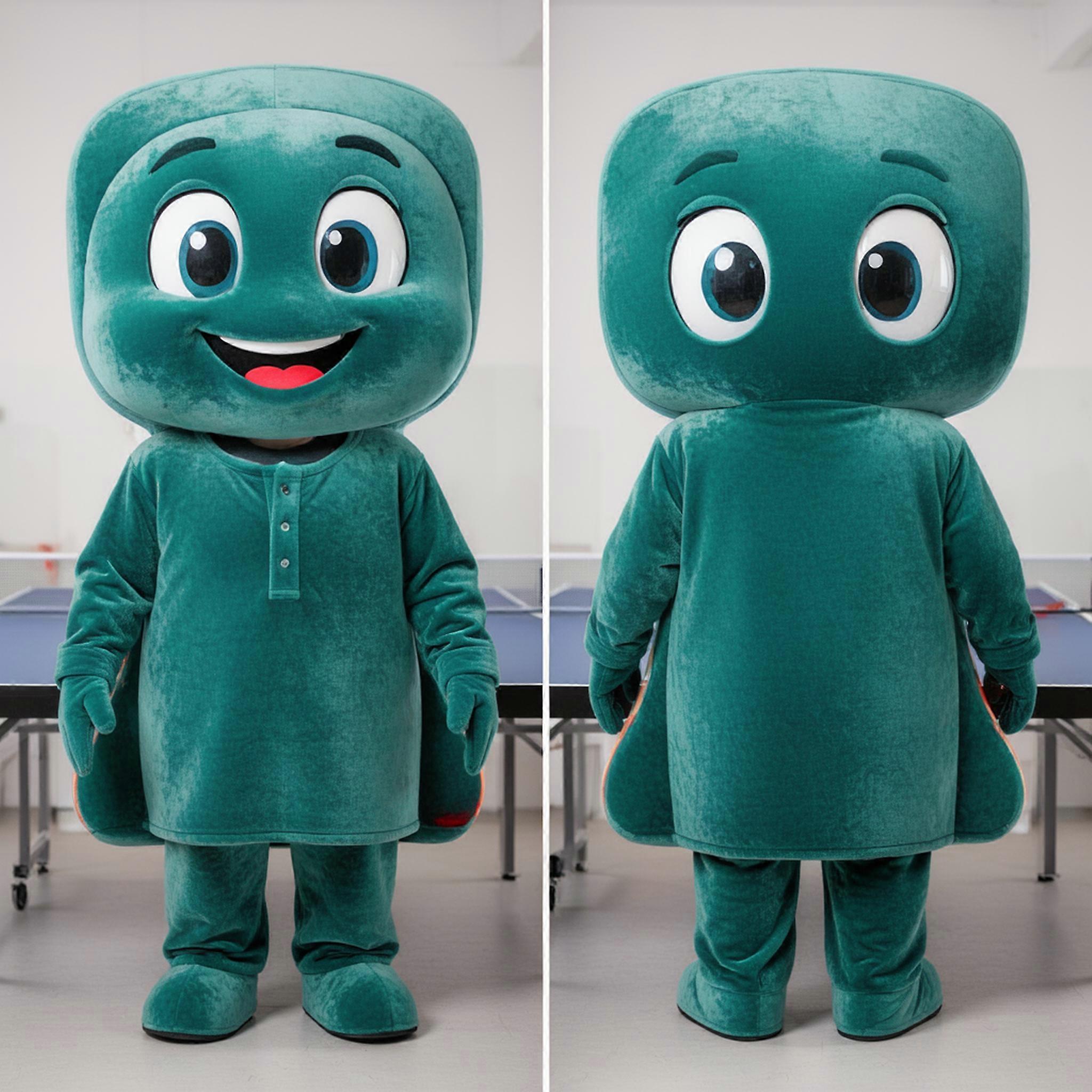 MASTICOT Teal Plush Table Ping Pong Table Mascot