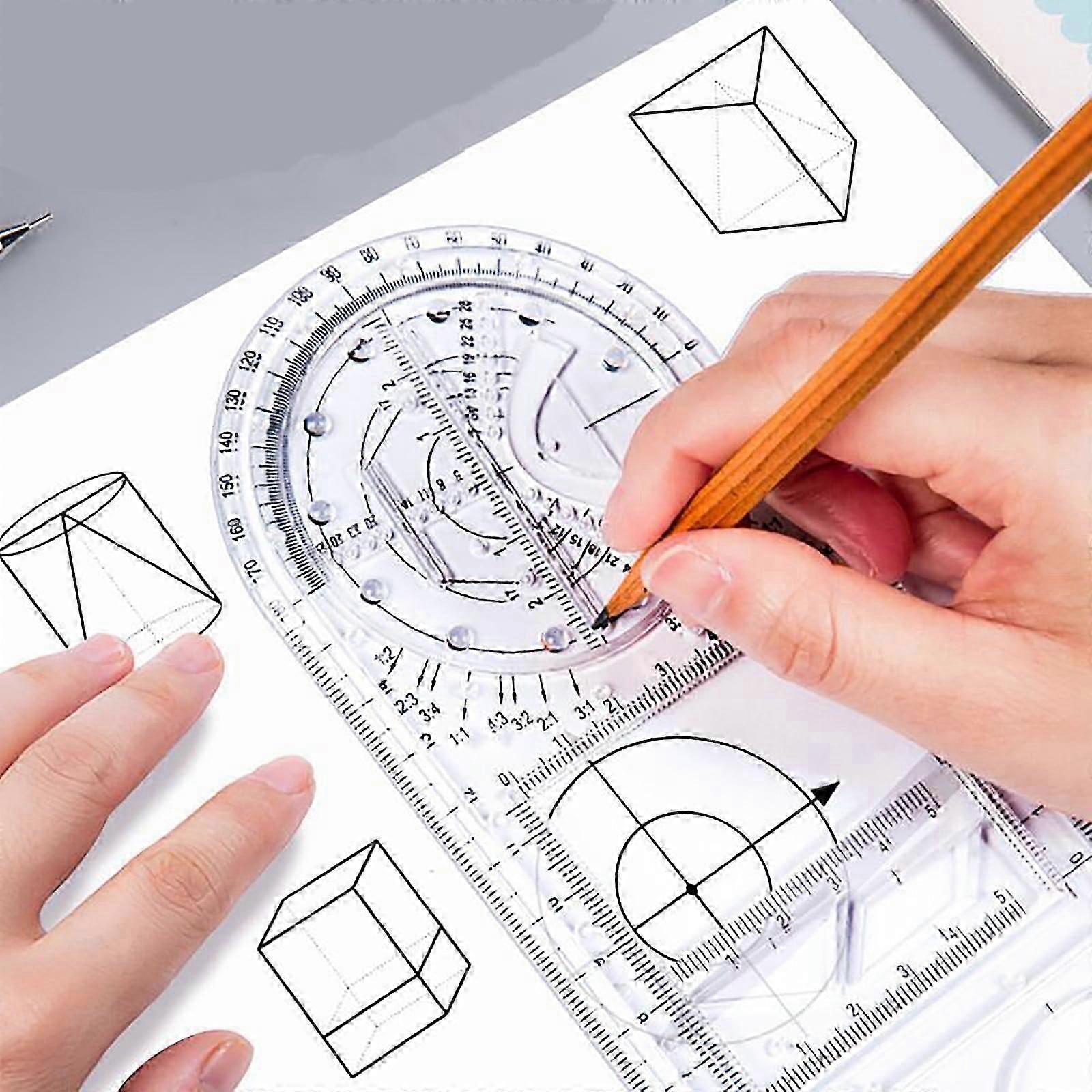 Multifunctional Transparent Maths Ruler