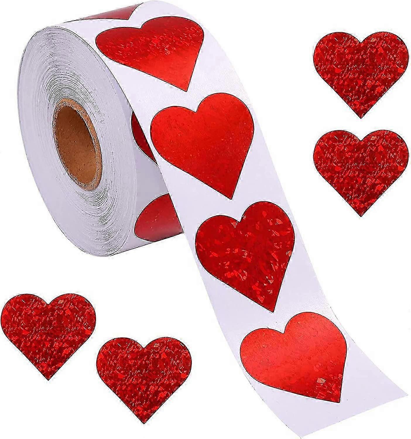 Glitter Red Heart Labels 3.8 Cm