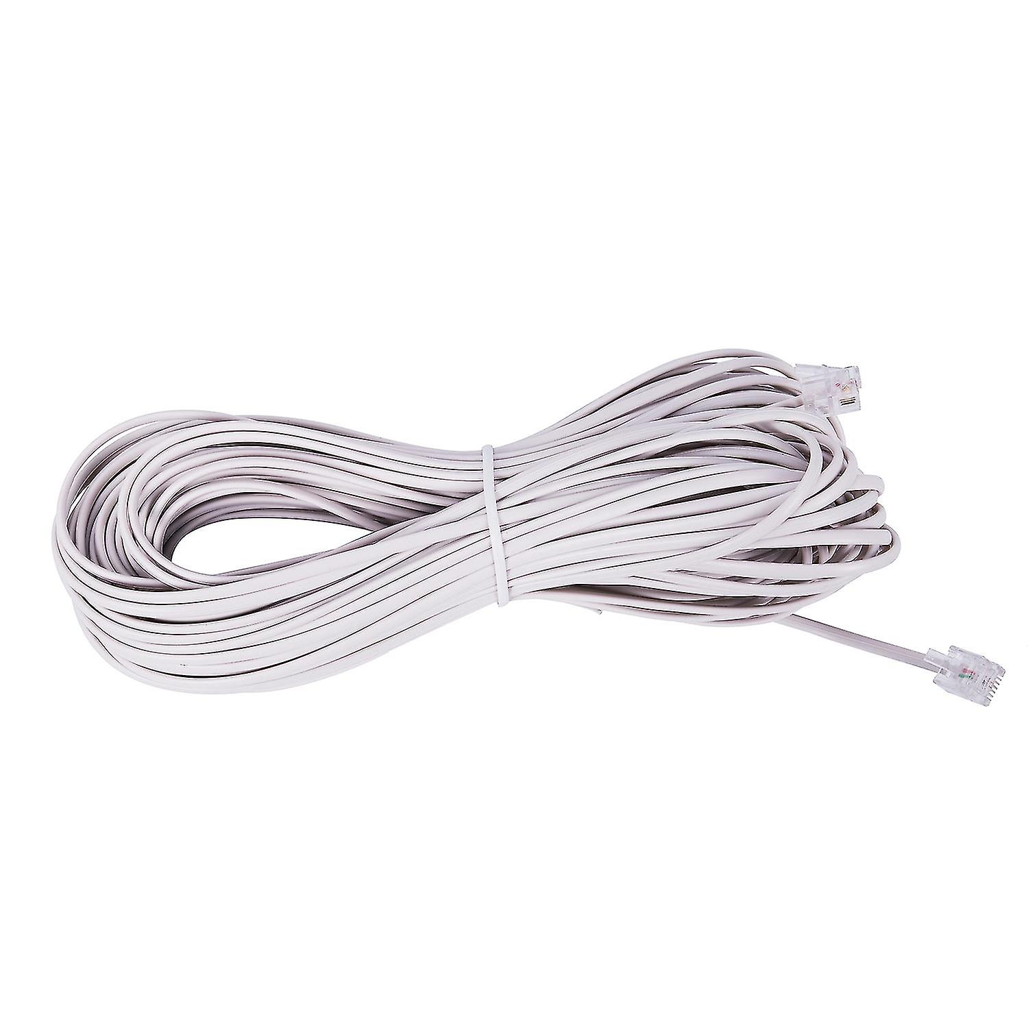 Flexible Rj11 6p2c Telephone Extension Cable 19m White