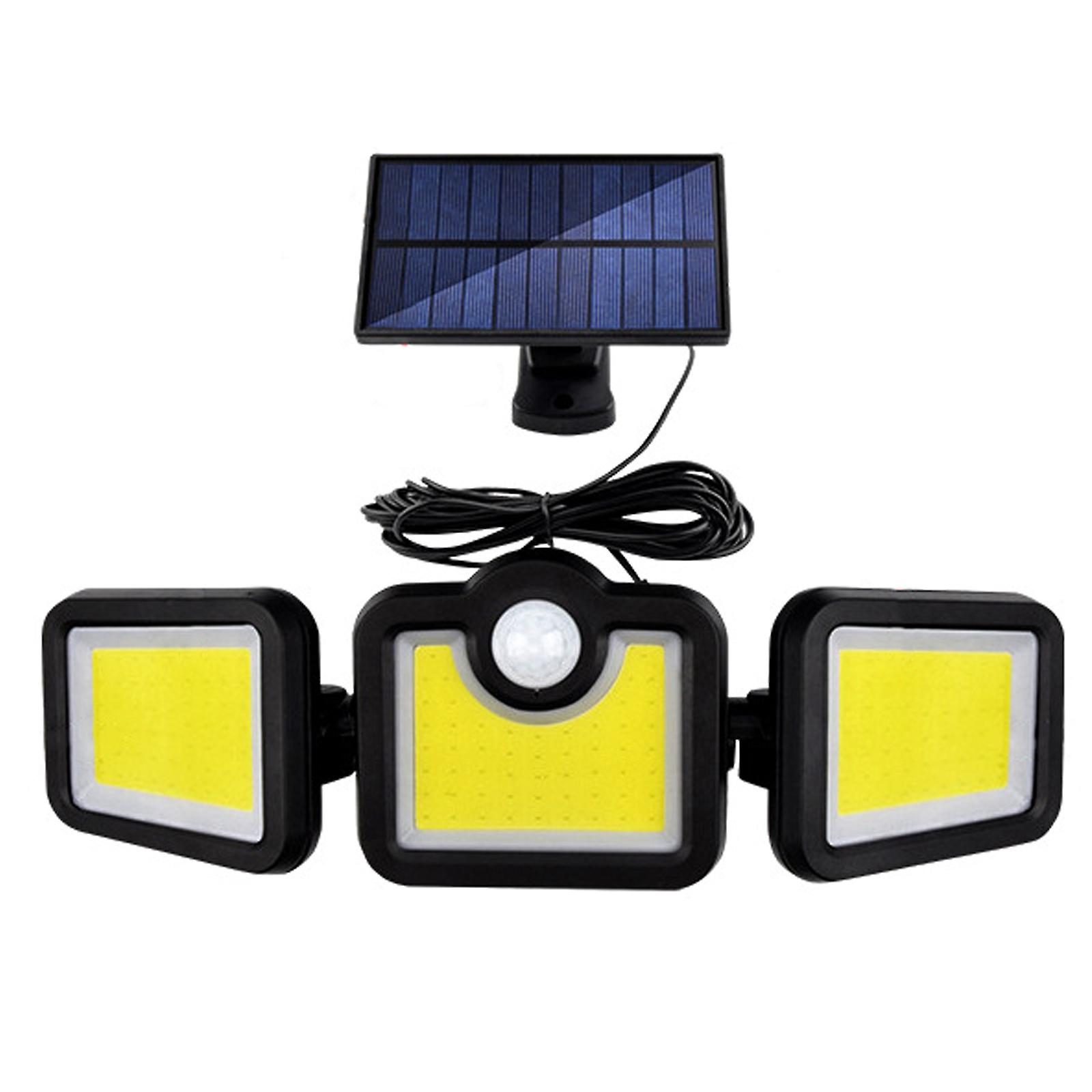 Solar Lights Outdoor,Motion Sensor Lights with Remote Control, 3 Heads Security LED Flood Light,Waterproof, 120 degree angle Illumination Wall Light