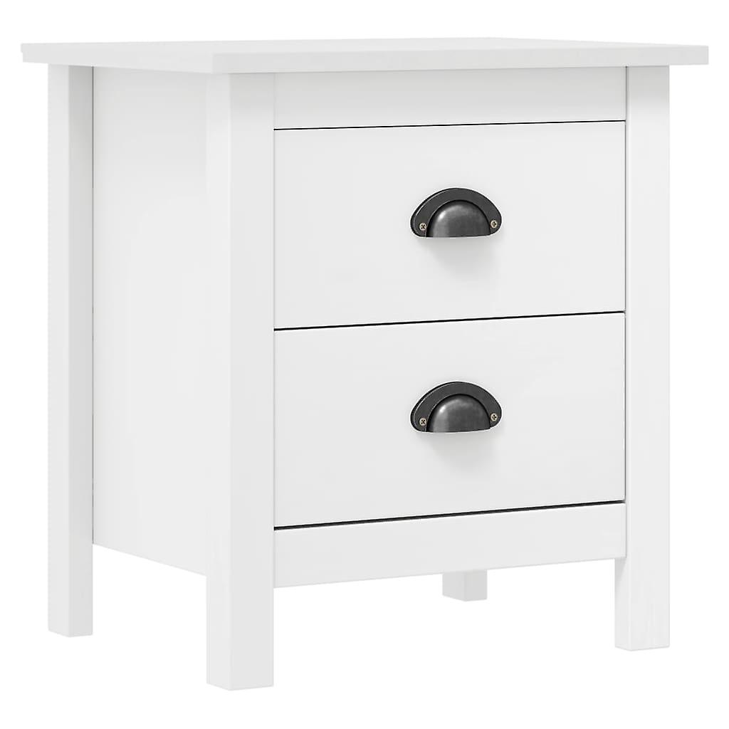Bedside Table Hill White 46x35x49.5 cm Solid Pine Wood
