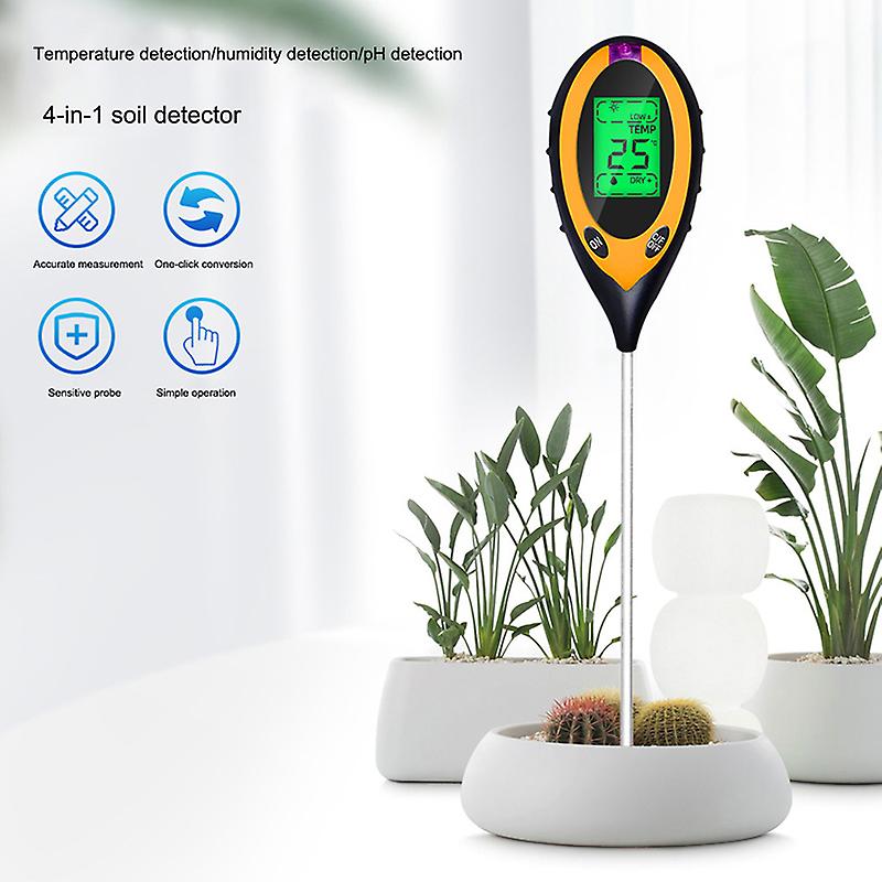 Digital Soil Moisture Ph Meter Temperature Sunlight Tester With Lcd Display