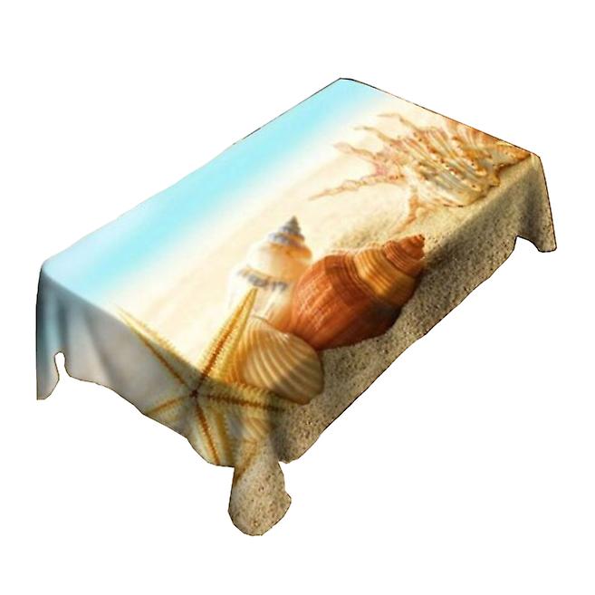 Beach Starfish Conch Print Waterproof Table Cloth W60 Inch L84 Table Cloths