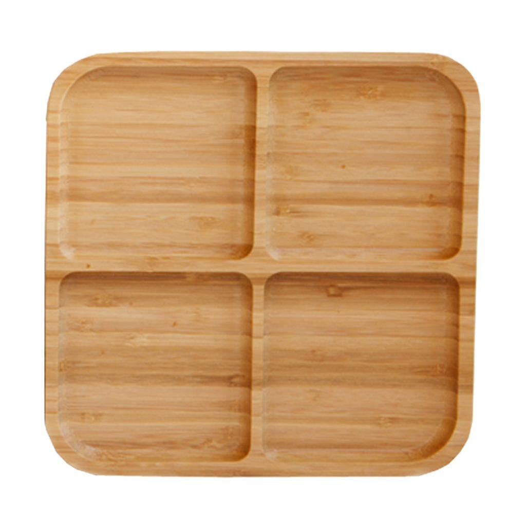 Creativity Divided Bamboo Round Square Bowls Plates Kids Tableware Square S