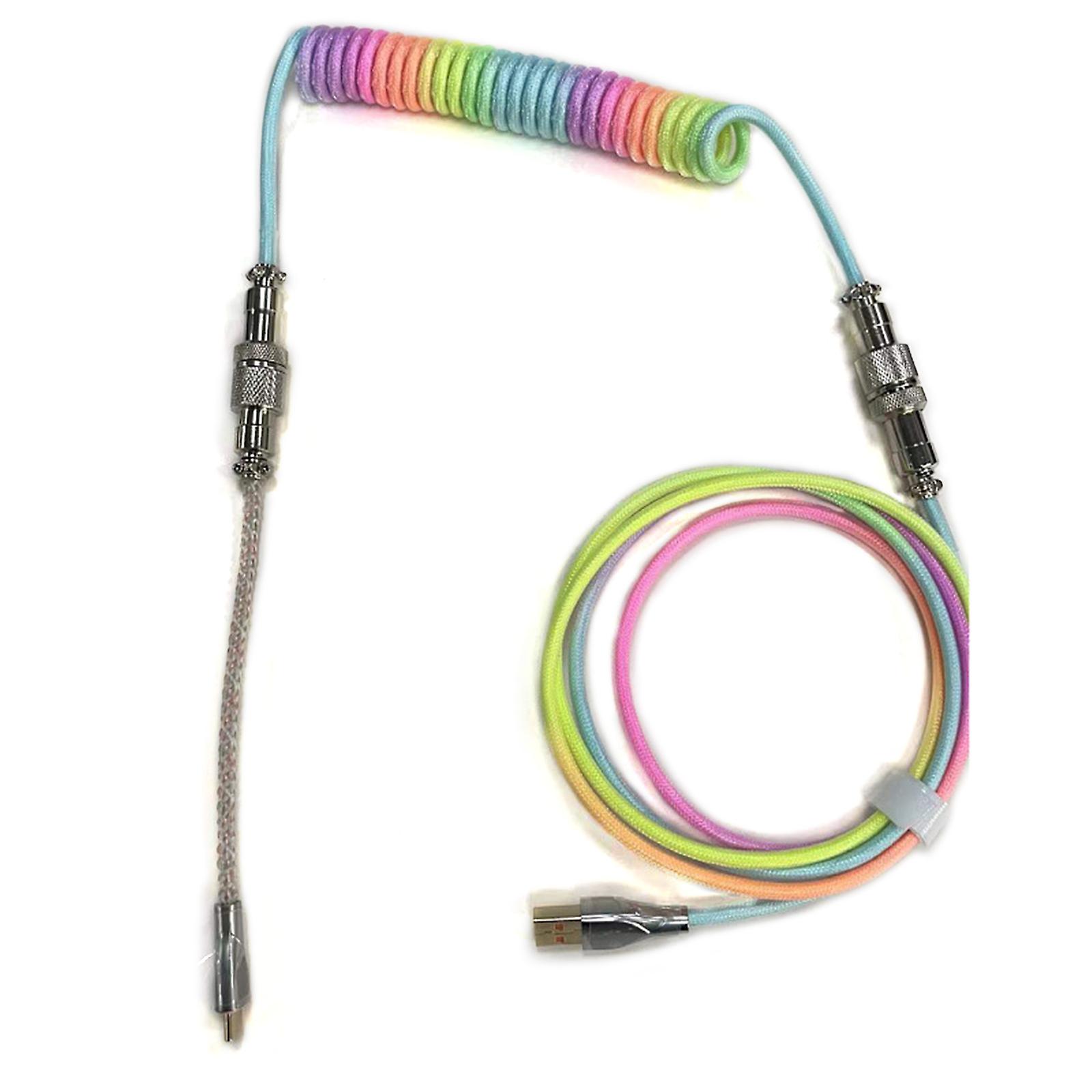 USB C Coiled Cable Aviation Plug-in Wire Mechanical Keyboard aviator Connector