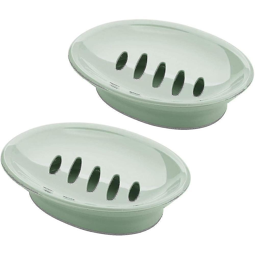 Double Layer Plastic Soap Dish Bar Soap Holder For Shower, Bathroom, Kitchen (green)