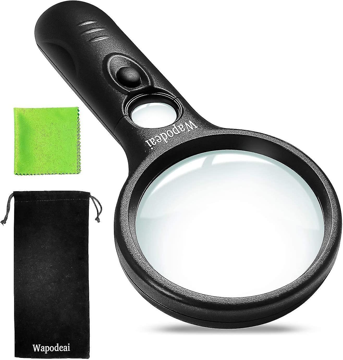 Magnifying Glass With Light, 3x 45x Magnification, Led Hand Held Magnifier, Suitable For Reading, Je