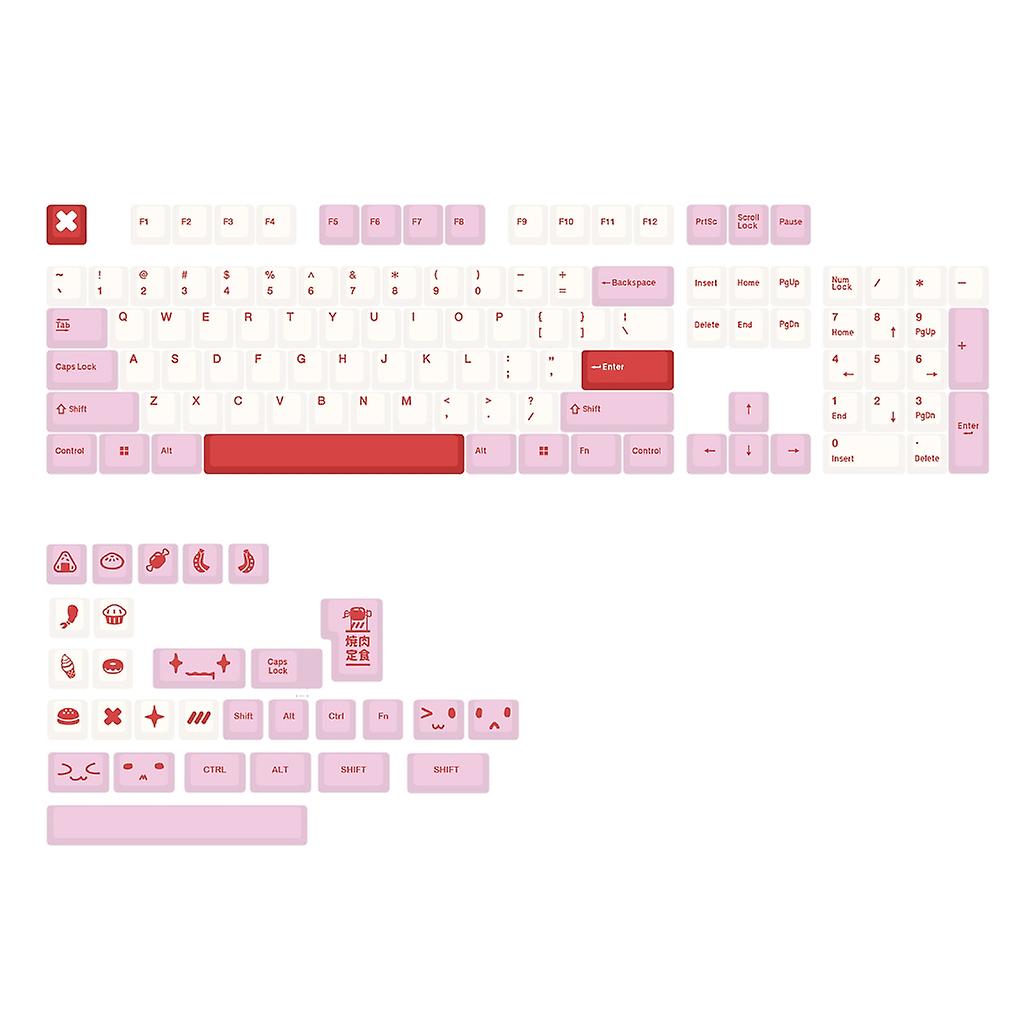 Keycaps Set PINK RIM CherryProfile Personalized Keycap for 133 Keys Mechanical Keyboard Oil-Resistant PBT Material