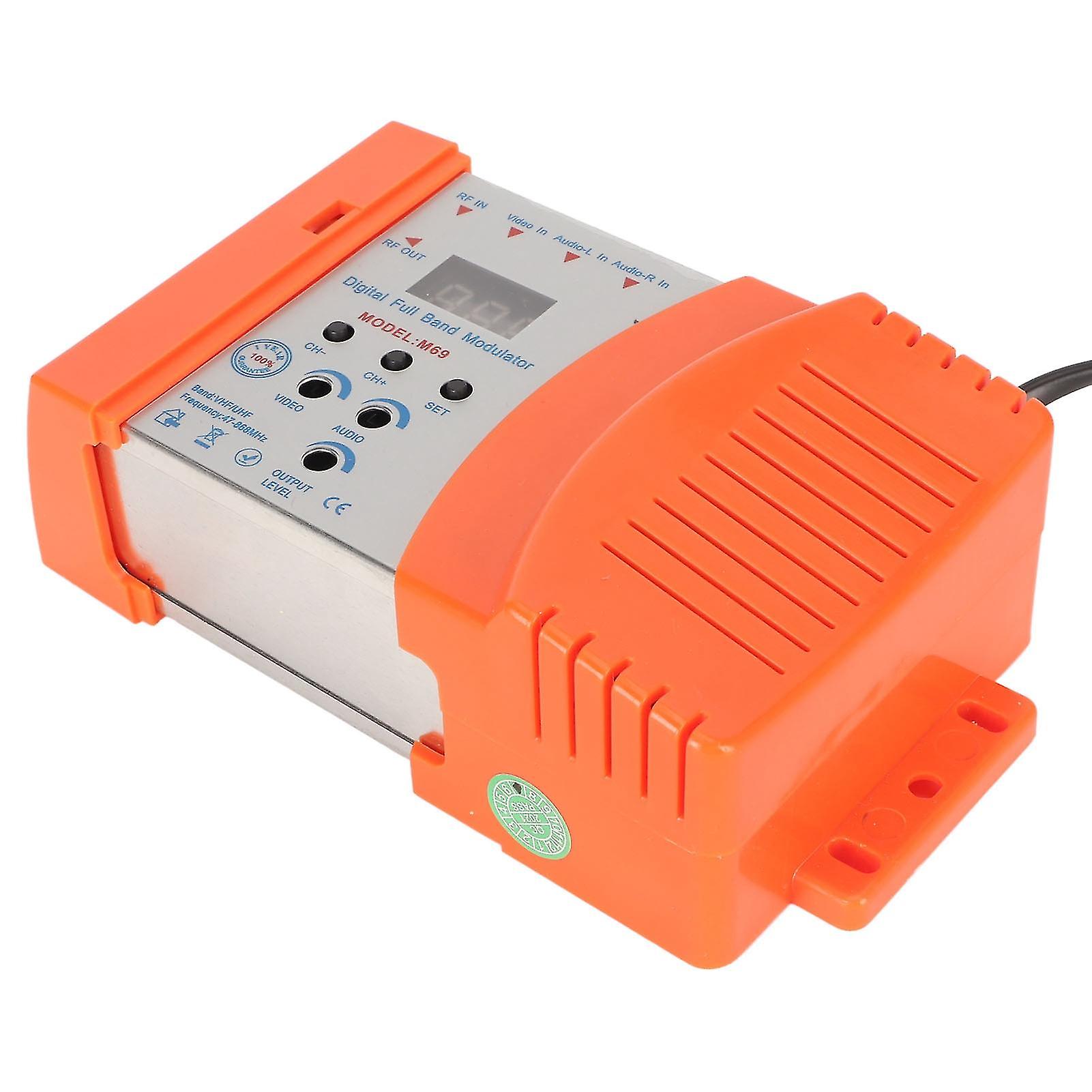 AV To RF Modulator Support VHF UHF PAL NTSC TV Link Modulator with Digital Display for Set Top Boxes 90?240V EU Plug