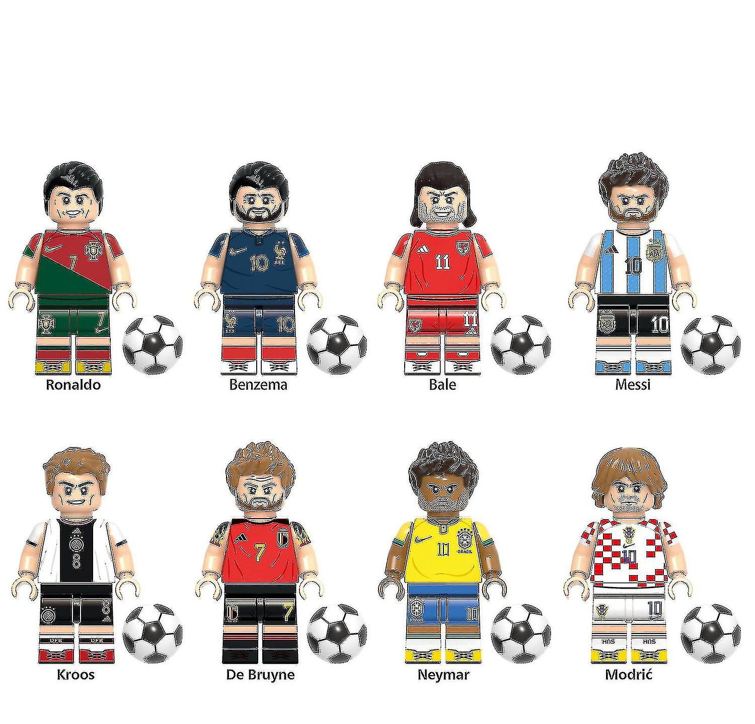 ワールドカップサッカースターフィギュアビルディングブロックキッズおもちゃ4.5cmセット8ギフト