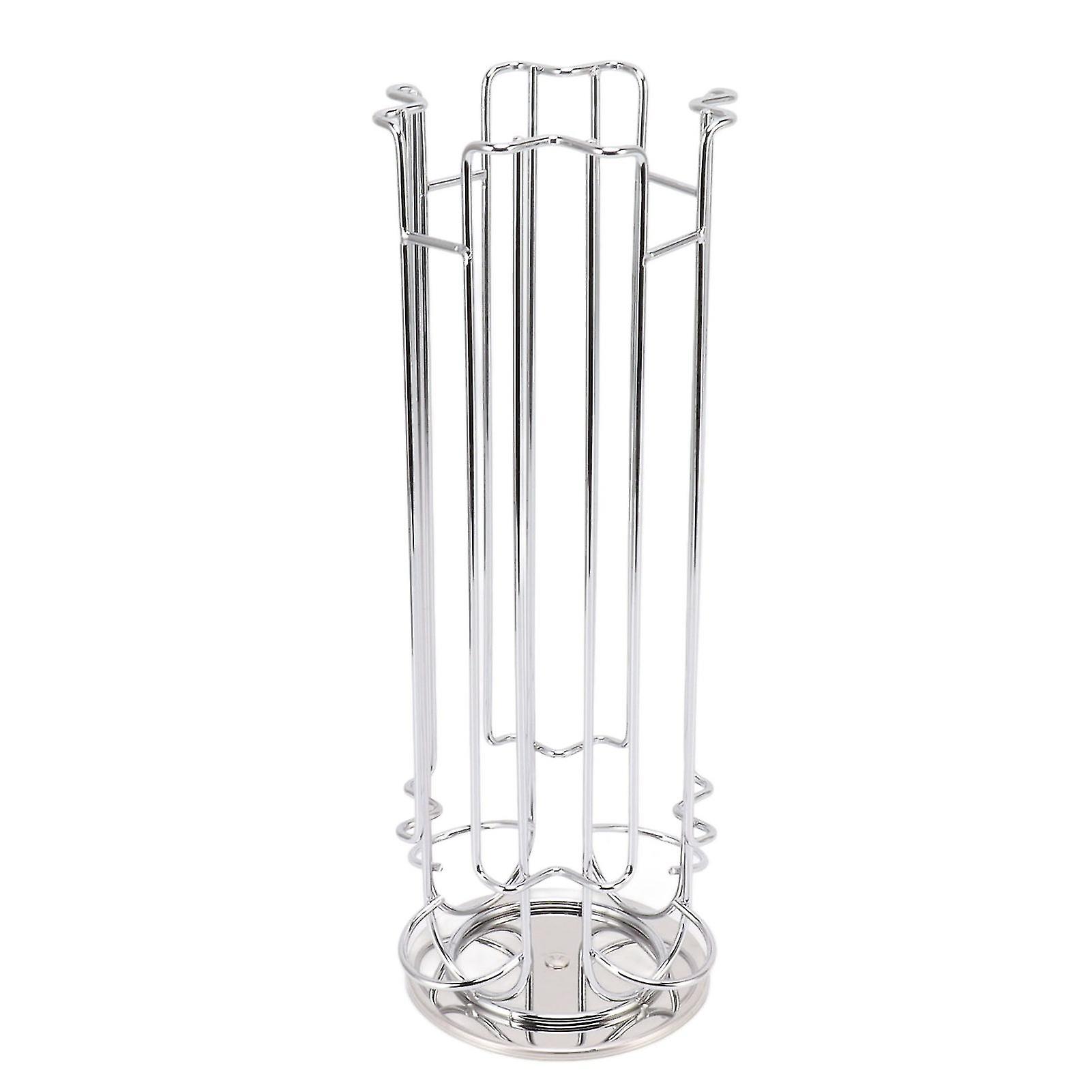 Coffee Capsule Holder for 24 Coffee Pod 360 Degree Rotating Coffee Pod Carousel Storage Display Rack Stand Silver