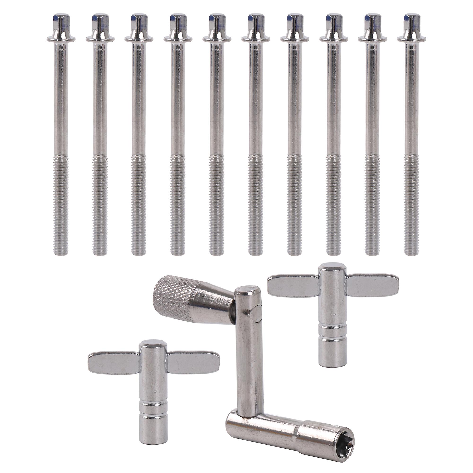 13 Pcs M6 Drum Screw Tension Rod 80mm w/ Key Wrench T-shaped Z-shaped