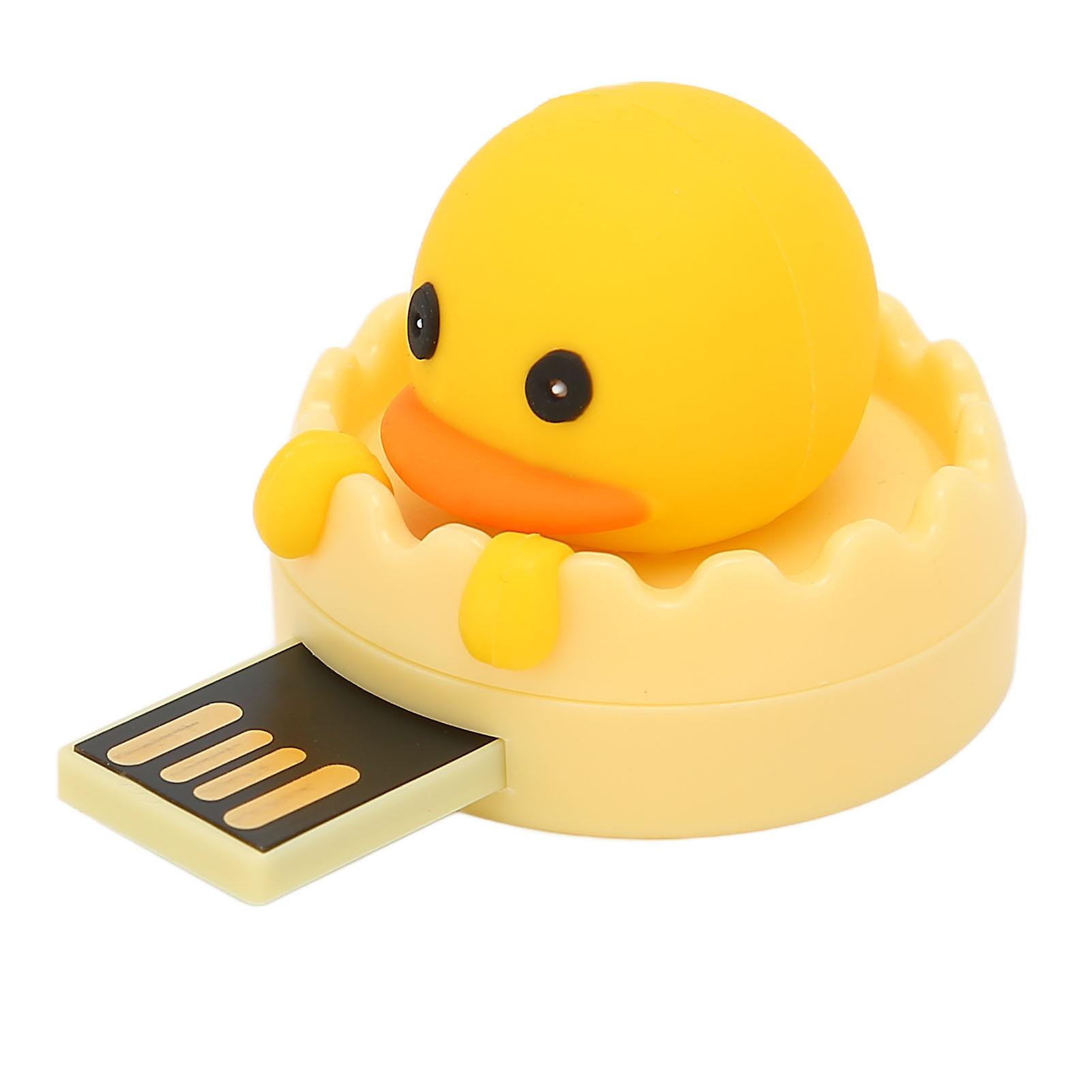 U DISK USB2.0 Interface Yellow Duck Cartoon Style Portable Electronic Storage Medium Memory Stick for Computer(Yellow Duck Circle 16GB)