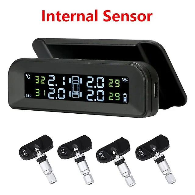 Smart Car Tpms Energia Solare Display Digitale Lcd Schermo Wireless 4 Sistema Di Monitoraggio Pneumatici Auto Allarme Di Sicurezza Sensore Di Pressione Dei Pneumatici