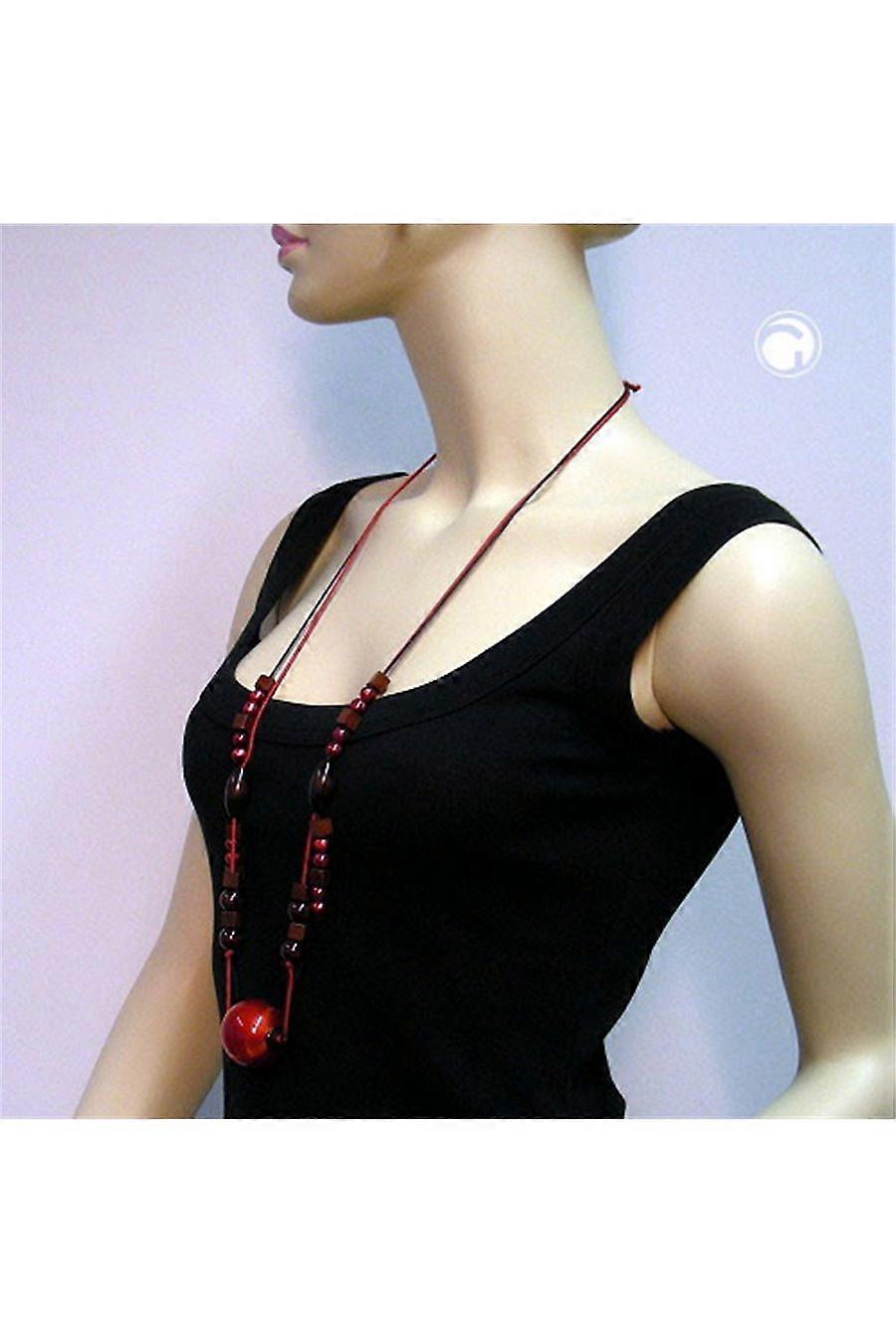 Necklace Beads Red Brown - Gl04463