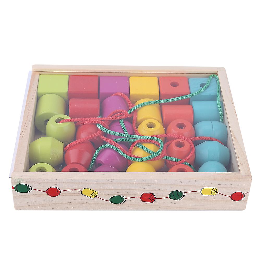 Jouet éducatif en bois pour bébés et tout-petits : perles à enfiler et blocs empilables