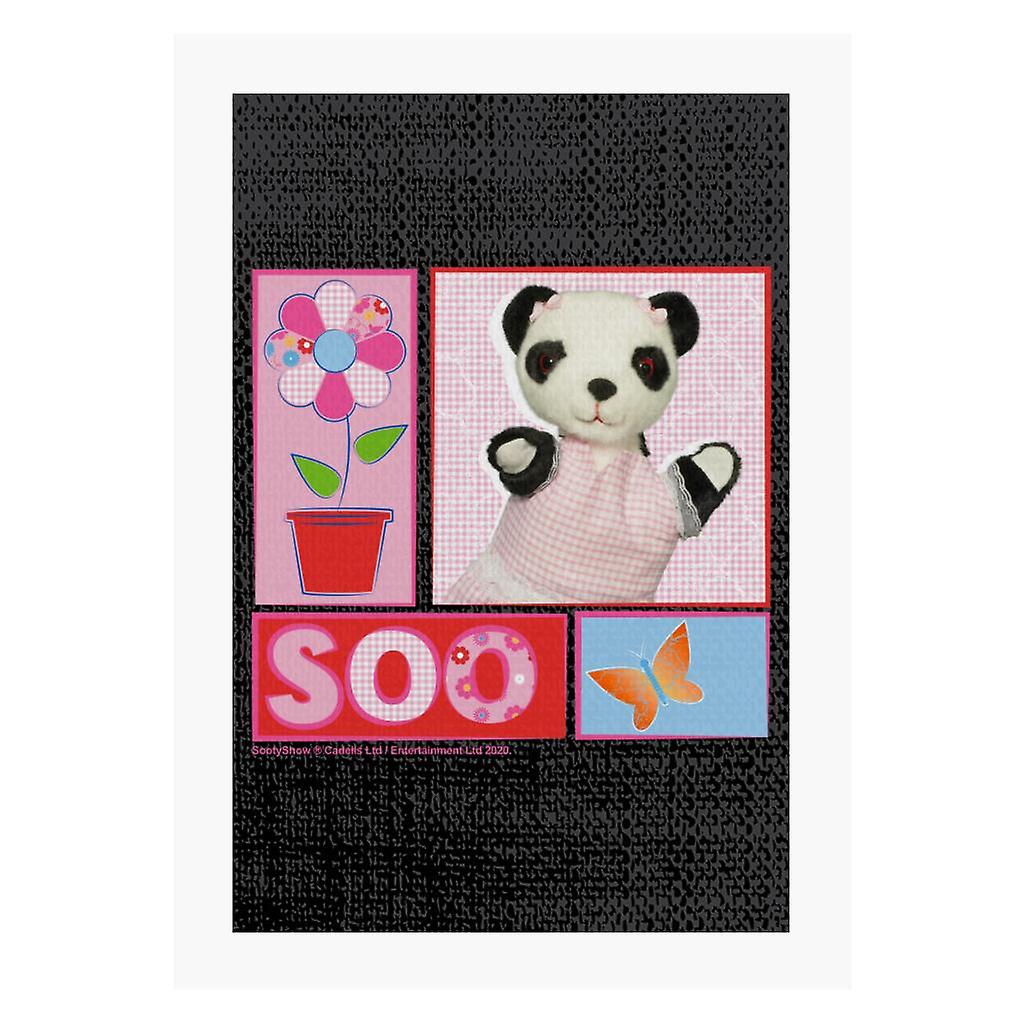 Sooty Soo Floral Text Butterfly A4 Print