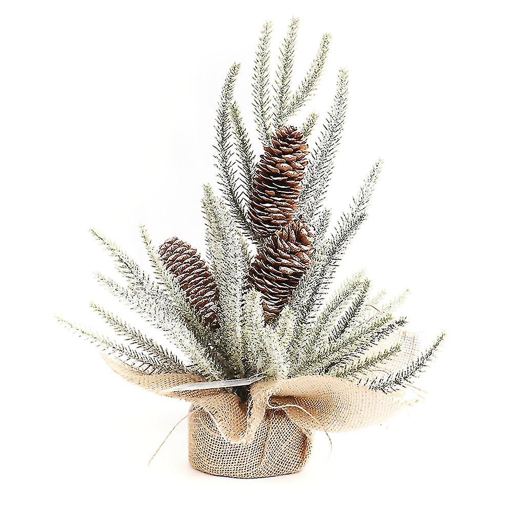 Tabletop Artificial Pine Branches & Pinecones Holiday Decoration Mini Christmas Tree Potted Plants