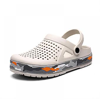 Veeki Unisex Garden Clogs Shoes | Beach Water Shoes | Slip on Comfortable Shoes Air Cushion Sandals Slippers-White(45 EU Size